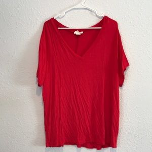 Women’s V-Neck Red T-Shirt Size XL